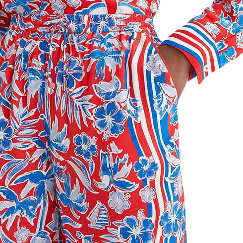 Pantalone Donna a righe con fantasia floreale Rosso TOMMY HILFIGER- Francavilla Moda